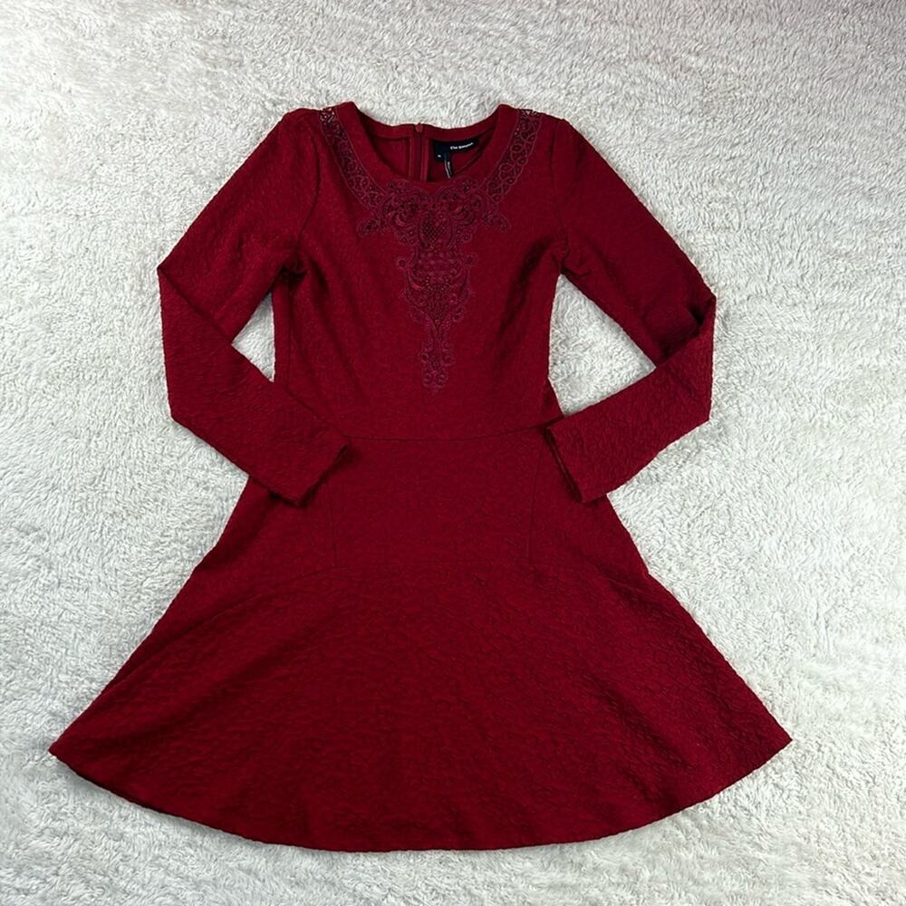 The Kooples long sleeved maroon fit and flare dress, med - Picture 3 of 9